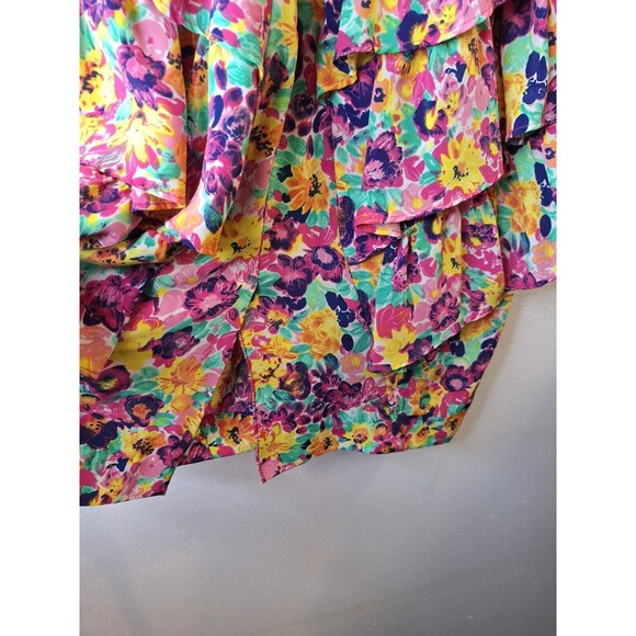 Vtg SANDY SANDY 80'S Floral Print Dress Sz S Ruffles Easter Spring Retro Fairy - Picture 11 of 11